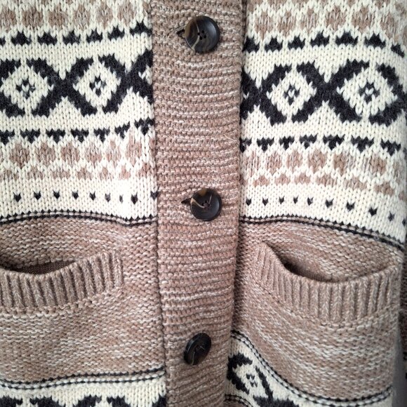 Sansara Brown, Beige and Cream Button Down Knit Cardigan - Picture 3 of 8